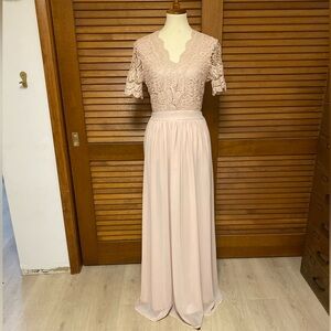 Club L London Blush Lace Maxi Dress